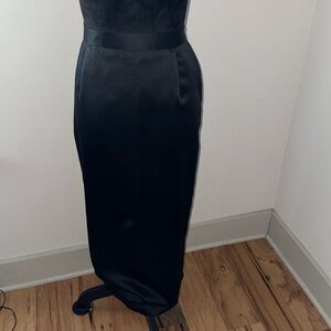 Susan Miller Tailored satin black pencil long dressy classic skirt sz 10 Petite